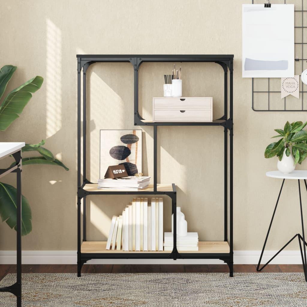 Bogreol 81x36x115 cm konstrueret træ og jern sonoma-eg