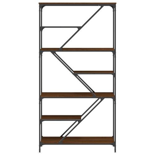 Bogreol 91x36x176 cm konstrueret træ og jern brunt egetræ