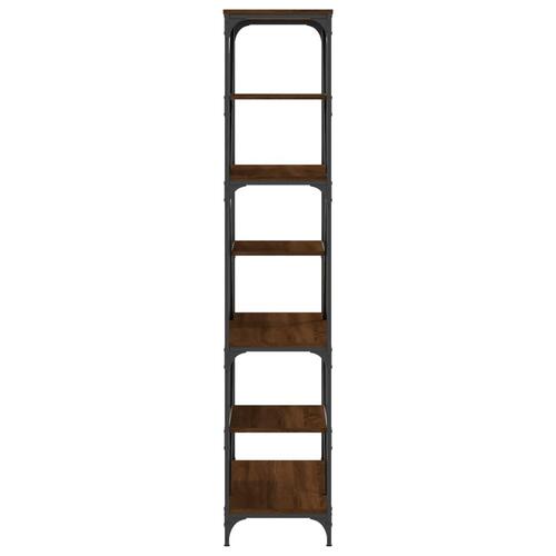 Bogreol 91x36x176 cm konstrueret træ og jern brunt egetræ