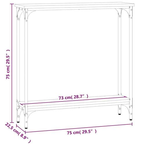 Konsolbord 75x22,5x75 cm konstrueret træ røget egetræsfarve