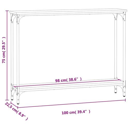 Konsolbord 100x22,5x75 cm konstrueret træ røget egetræsfarve