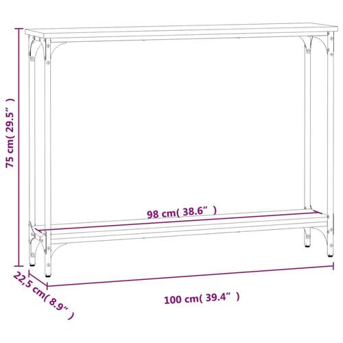 Konsolbord 100x22,5x75 cm konstrueret træ sort