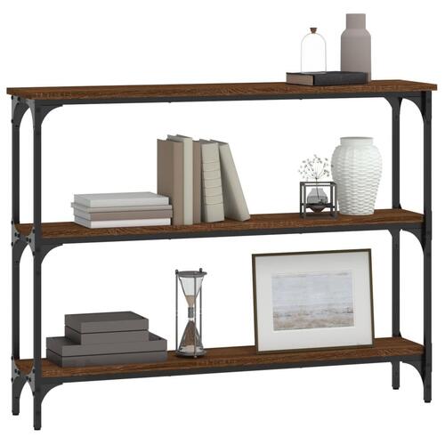 Konsolbord 100x22,5x75 cm konstrueret træ brunt egetræ