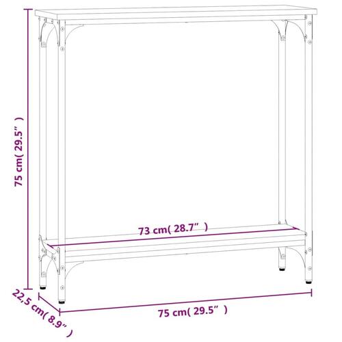 Konsolbord 75x22,5x75 cm konstrueret træ sort