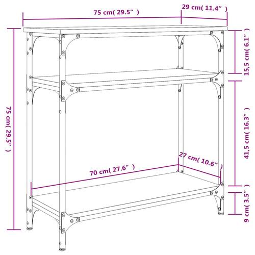 Konsolbord 75x29x75 cm konstrueret træ grå sonoma-eg