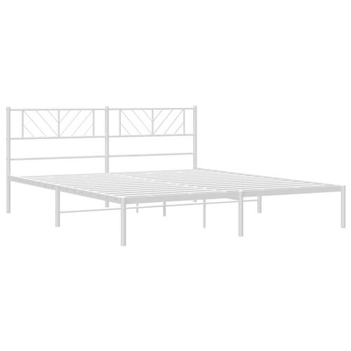 Sengeramme med sengegavl 180x200 cm metal hvid
