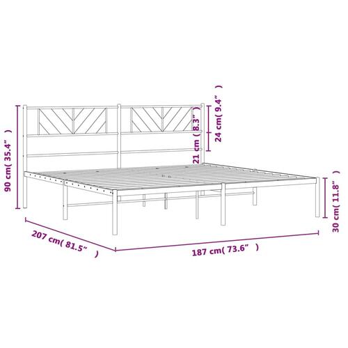 Sengeramme med sengegavl 180x200 cm metal hvid