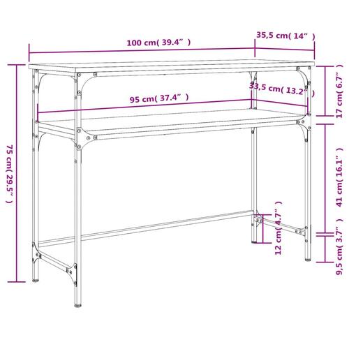 Konsolbord 100x35,5x75 cm konstrueret træ grå sonoma-eg