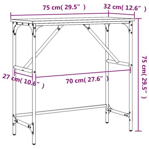 Konsolbord 75x32x75 cm konstrueret træ røget egetræsfarve