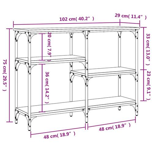 Konsolbord 102x29x75 cm konstrueret træ grå sonoma-eg