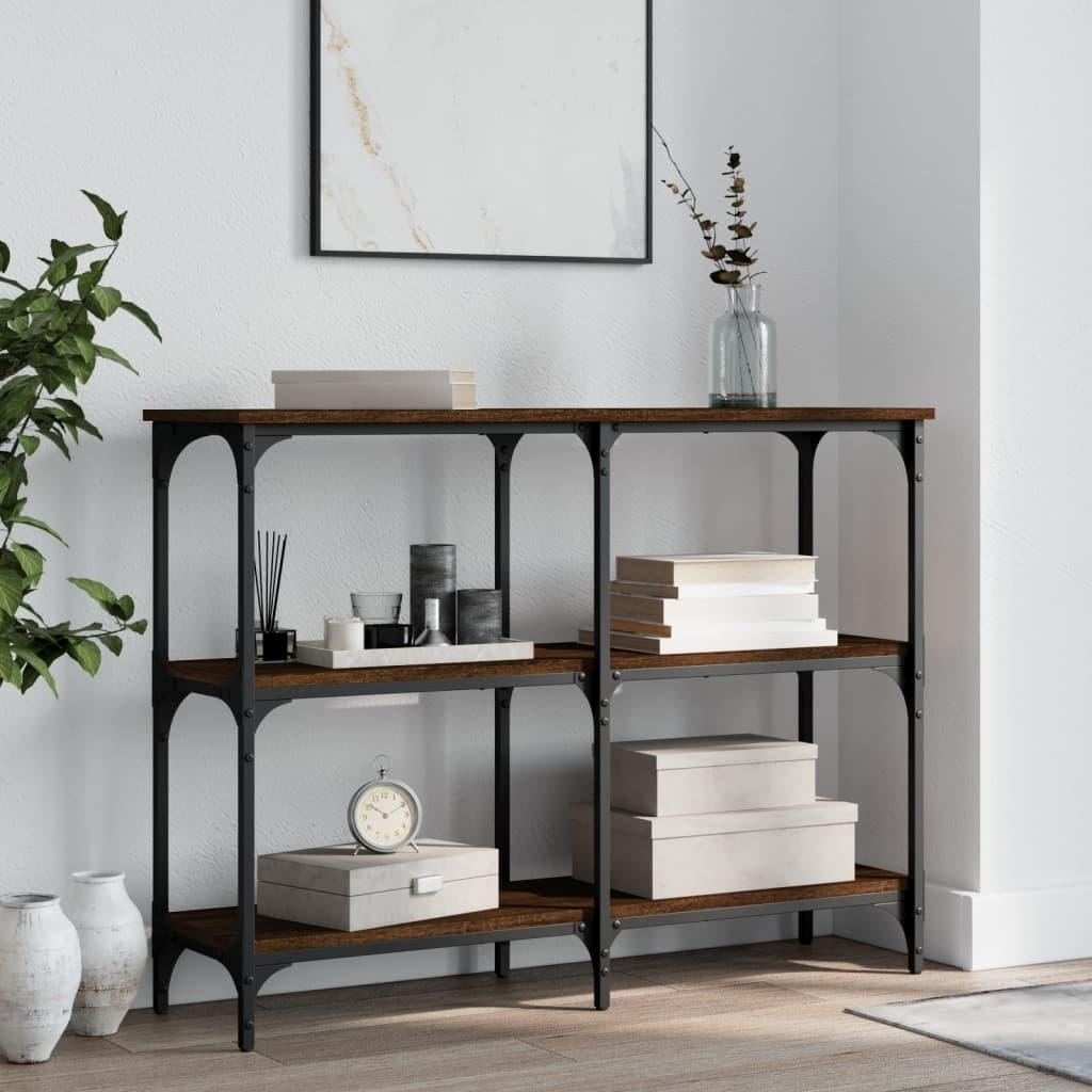Konsolbord 100x29x75 cm konstrueret træ brun egetræ