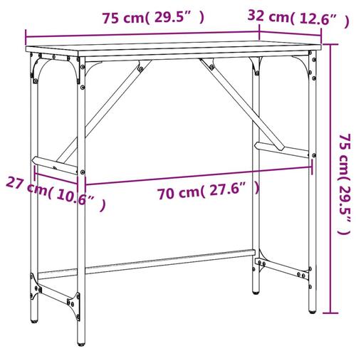Konsolbord 75x32x75 cm konstrueret træ sort