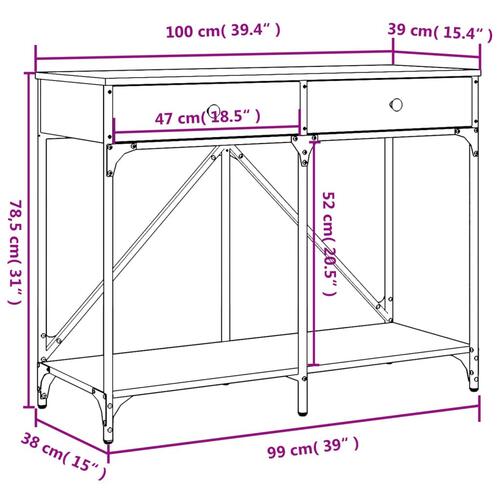 Konsolbord 100x39x78,5 cm konstrueret træ sonoma-eg