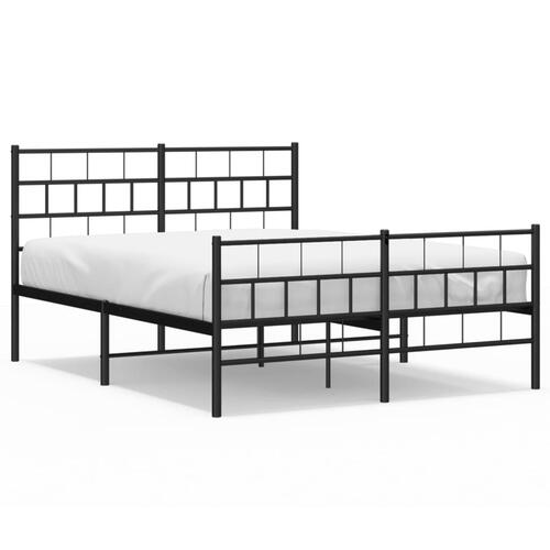 Sengeramme med sengegavl og fodgærde 135x190 cm metal sort
