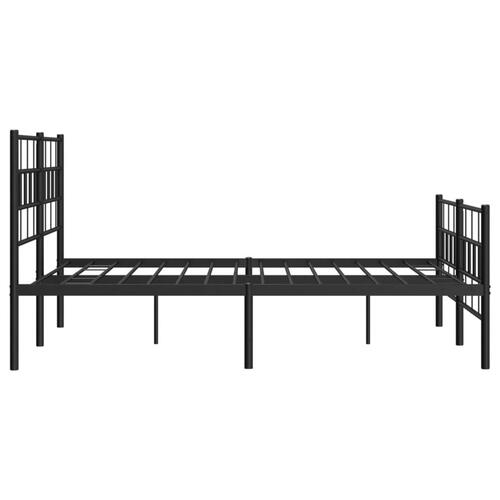 Sengeramme med sengegavl og fodgærde 135x190 cm metal sort