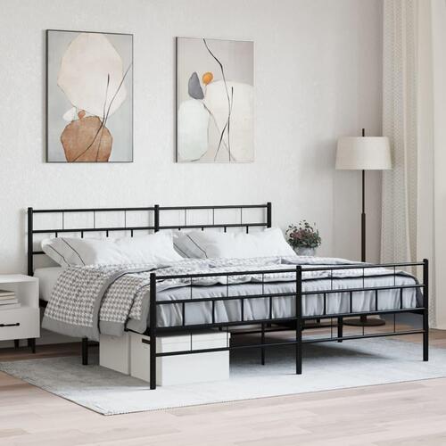Sengeramme med sengegavl og fodgærde 193x203 cm metal sort