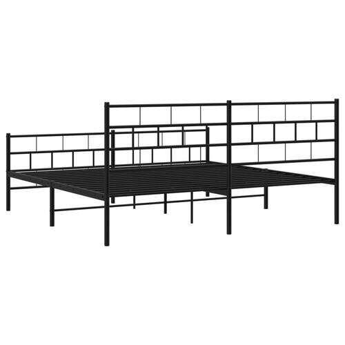 Sengeramme med sengegavl og fodgærde 193x203 cm metal sort