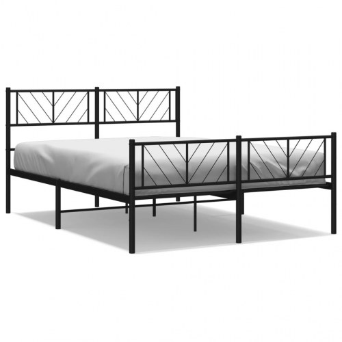 Sengeramme i metal med sengegavl og fodgærde 120x200 cm - sort