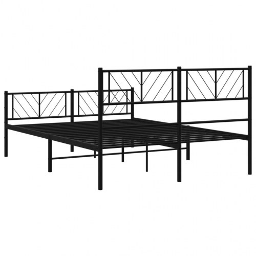 Sengeramme i metal med sengegavl og fodgærde 120x200 cm - sort