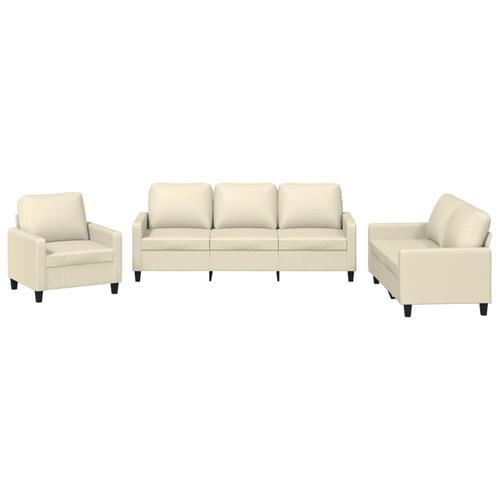 3 personers sofa med hynder kunstlæder Cremefarvet
