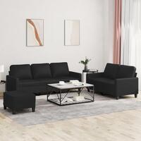 3 personers sofa med hynder kunstlæder sort