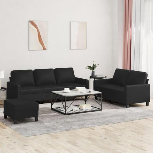 3 personers sofa med hynder kunstlæder sort