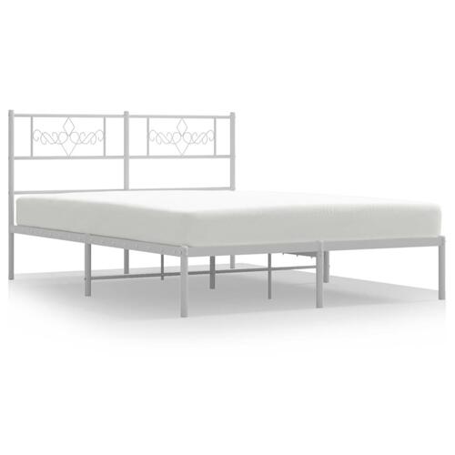 Sengeramme med sengegavl 150x200 cm metal hvid