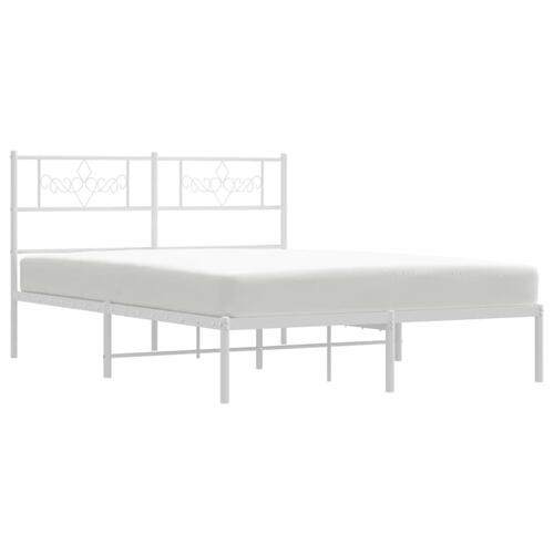 Sengeramme med sengegavl 150x200 cm metal hvid