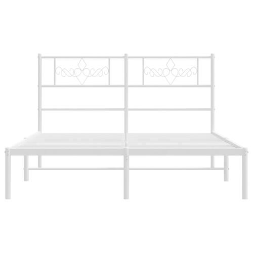 Sengeramme med sengegavl 150x200 cm metal hvid