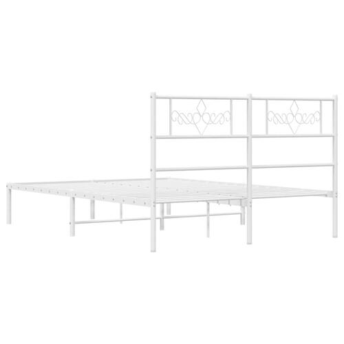 Sengeramme med sengegavl 150x200 cm metal hvid