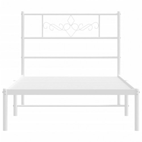 Sengeramme med sengegavl 80×200 cm - metal, hvid