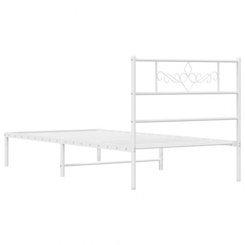 Sengeramme med sengegavl 80×200 cm - metal, hvid