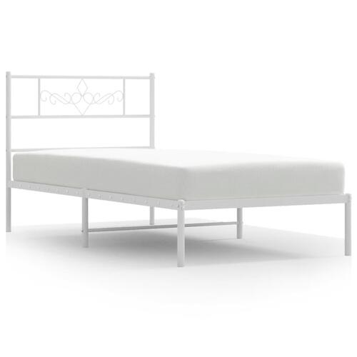Sengeramme med sengegavl 100x200 cm metal hvid