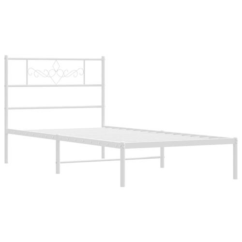 Sengeramme med sengegavl 100x200 cm metal hvid