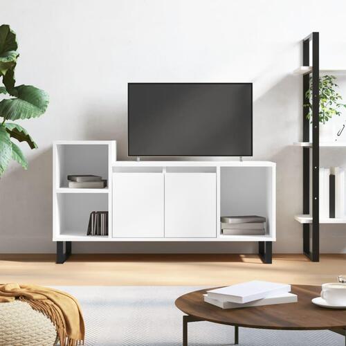 Tv-bord 100x35x55 cm konstrueret træ hvid højglans