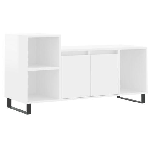 Tv-bord 100x35x55 cm konstrueret træ hvid højglans