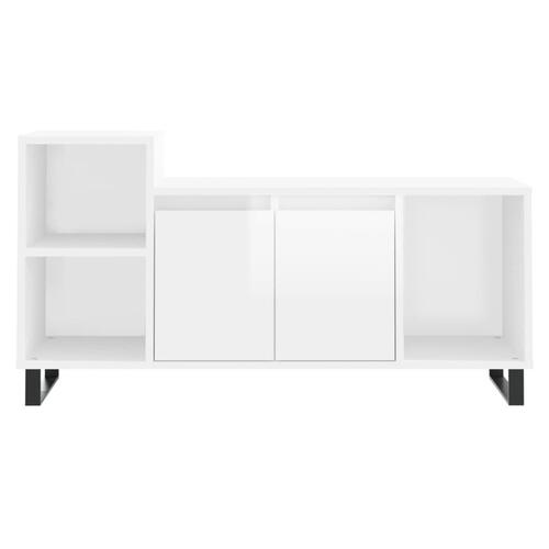 Tv-bord 100x35x55 cm konstrueret træ hvid højglans