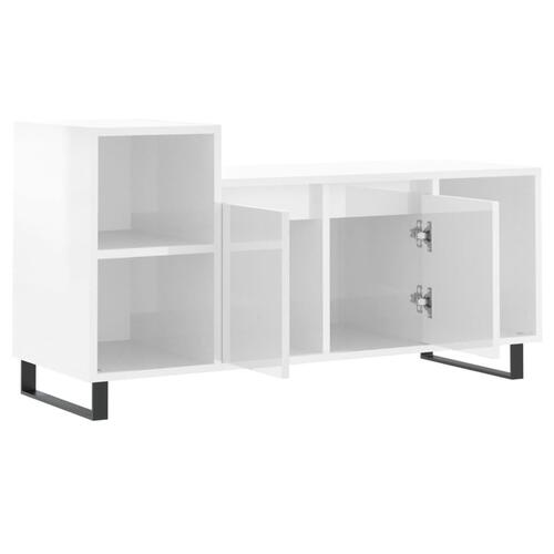 Tv-bord 100x35x55 cm konstrueret træ hvid højglans