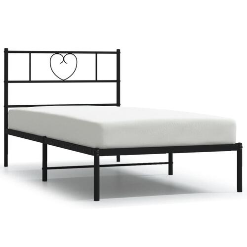 Sengeramme med sengegavl 90x190 cm metal sort