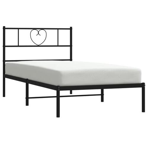 Sengeramme med sengegavl 90x190 cm metal sort
