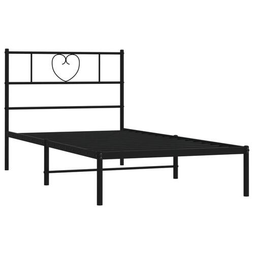 Sengeramme med sengegavl 90x190 cm metal sort