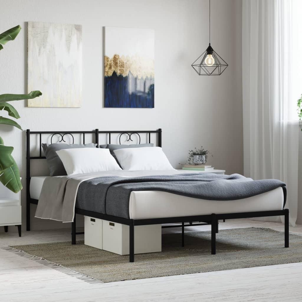 Sengeramme med sengegavl 120x190 cm metal sort
