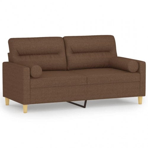 2-personers sofa med pyntepuder - 140 cm sædebredde, stof brun