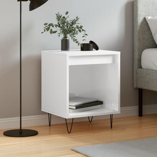 Sengeskab 40x35x50 cm konstrueret træ hvid højglans