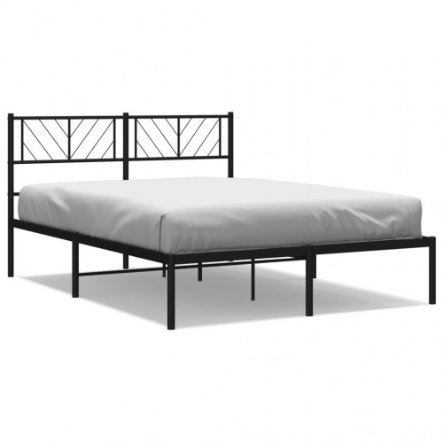 Sengeramme med sengegavl 140x200 cm - metal, sort