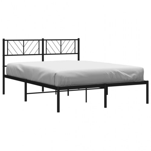 Sengeramme med sengegavl 140x200 cm - metal, sort