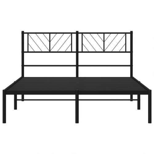 Sengeramme med sengegavl 140x200 cm - metal, sort