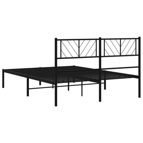 Sengeramme med sengegavl 140x200 cm - metal, sort