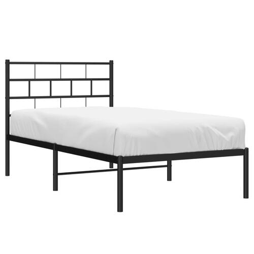 Sengeramme med sengegavl 75x190 cm metal sort