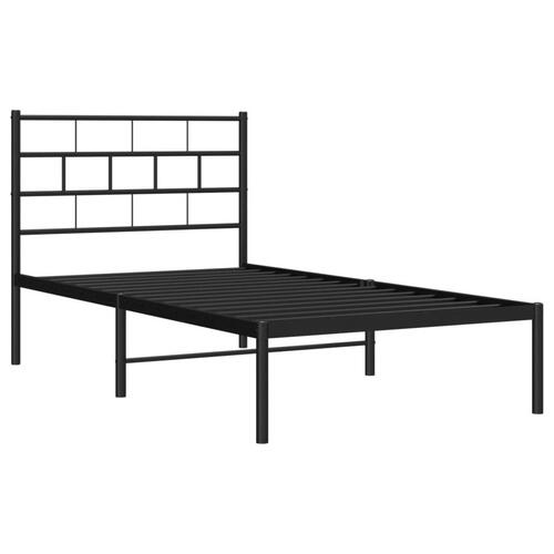 Sengeramme med sengegavl 75x190 cm metal sort